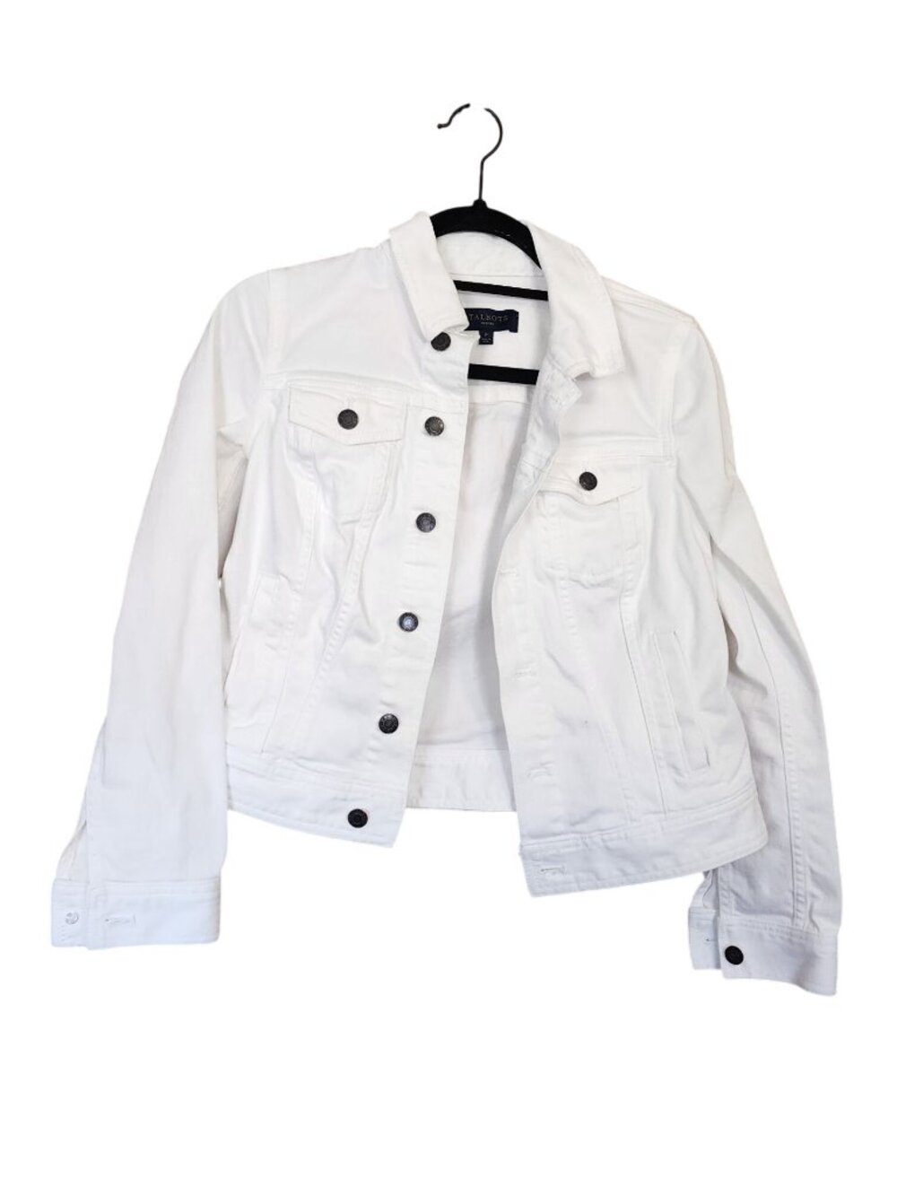 Talbots White Denim Jean Jacket Womens Size Petites